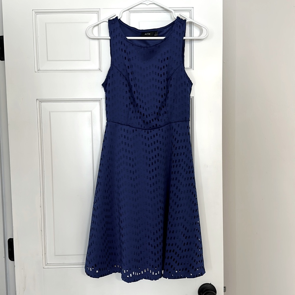 Blue Sleeveless Dress with cutout details